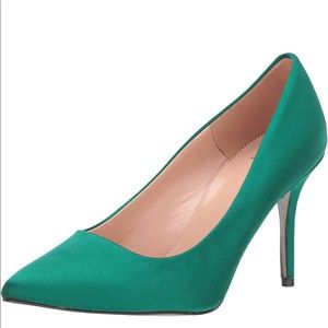 J.CREW Satin Elsie Emerald Green Pumps with Glitter Sole
